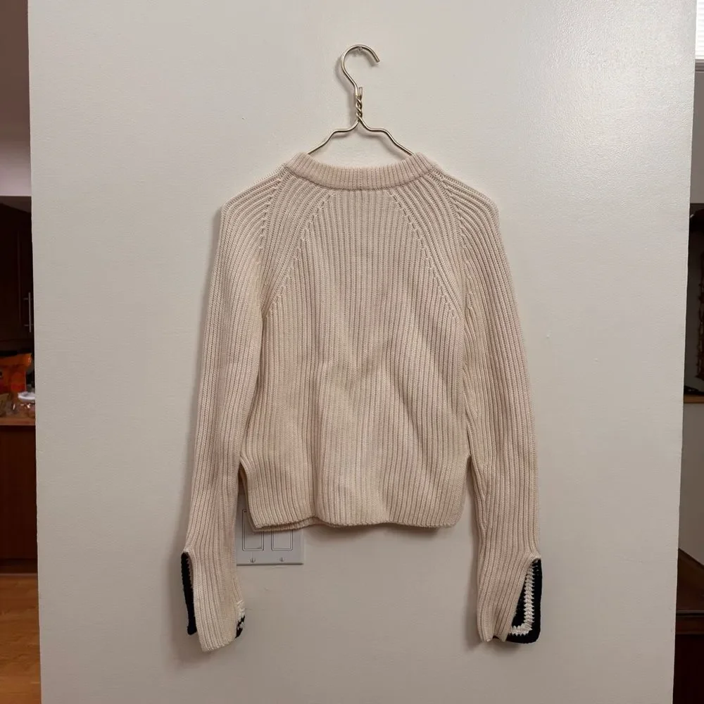 Helmut Lang Butter Crochet Detail Crewneck Sweater Size XS Retail $520